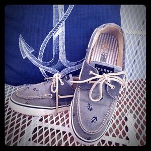 Denim Sperry Top-Siders with Embroidered Anchors